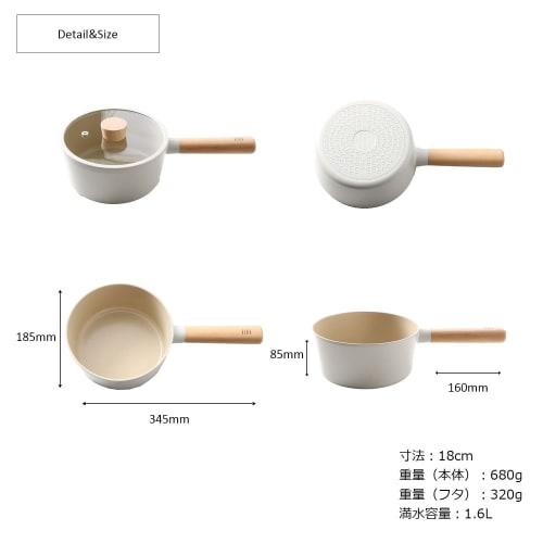 FIKA by Neoflam Saucepan, 18cm, Ceramic Coated, Gas and Induction Compatible