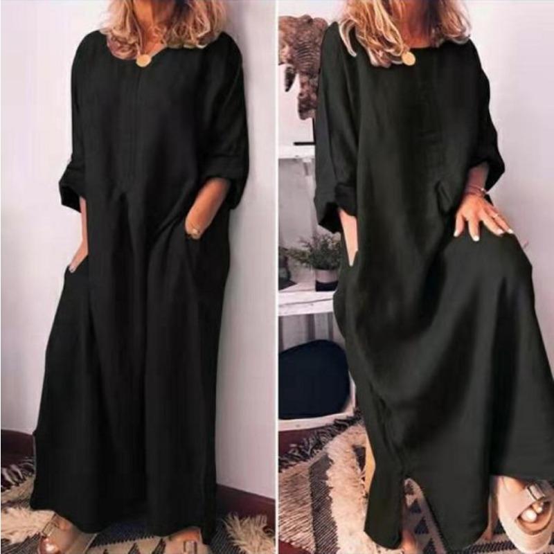 Women's cotton and linen loose dress