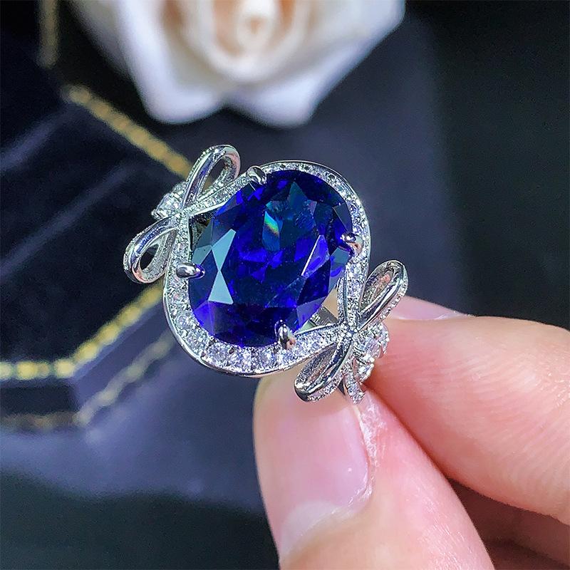 Ring Red corundum blue spinel emerald yellow zirconium open ring fashion commuter women's fashion
