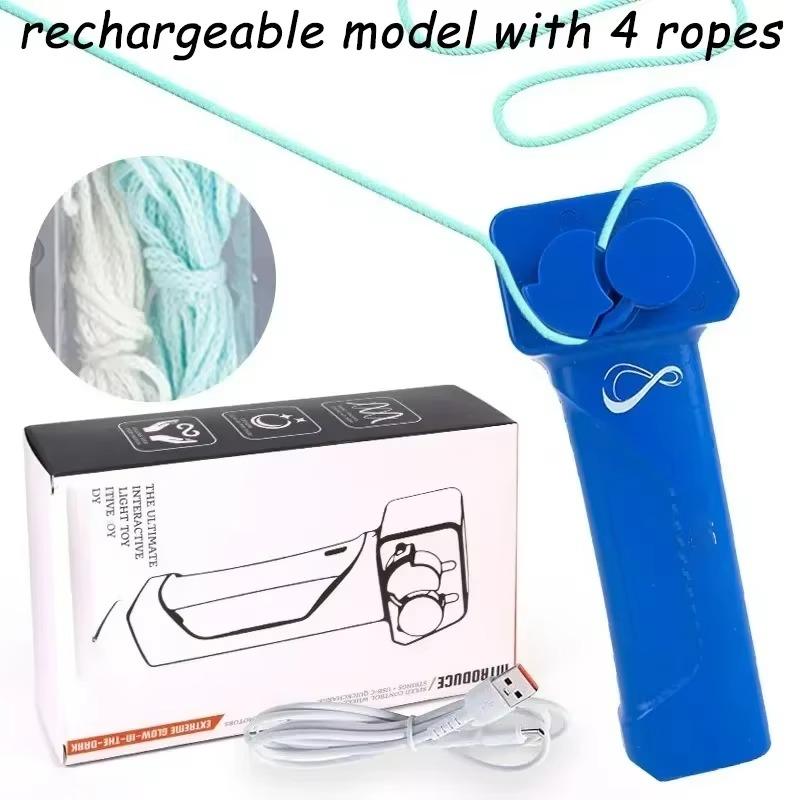 

String Rope Launcher Fidget Toy Loop Rope Glow in The Dark USB Electric String Rope Launcher Handheld String Cool Toy Gift