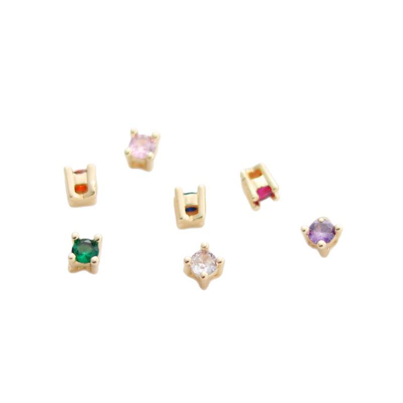 14k Gold Plated Zircon Inlaid Colorful Claw Setting Spacer Beads for DIY Jewelry Making