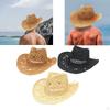 Cowboy Hat, Handmade Weave Sun Floppy Beach Hats for Festival Vacation Travel Outdoor