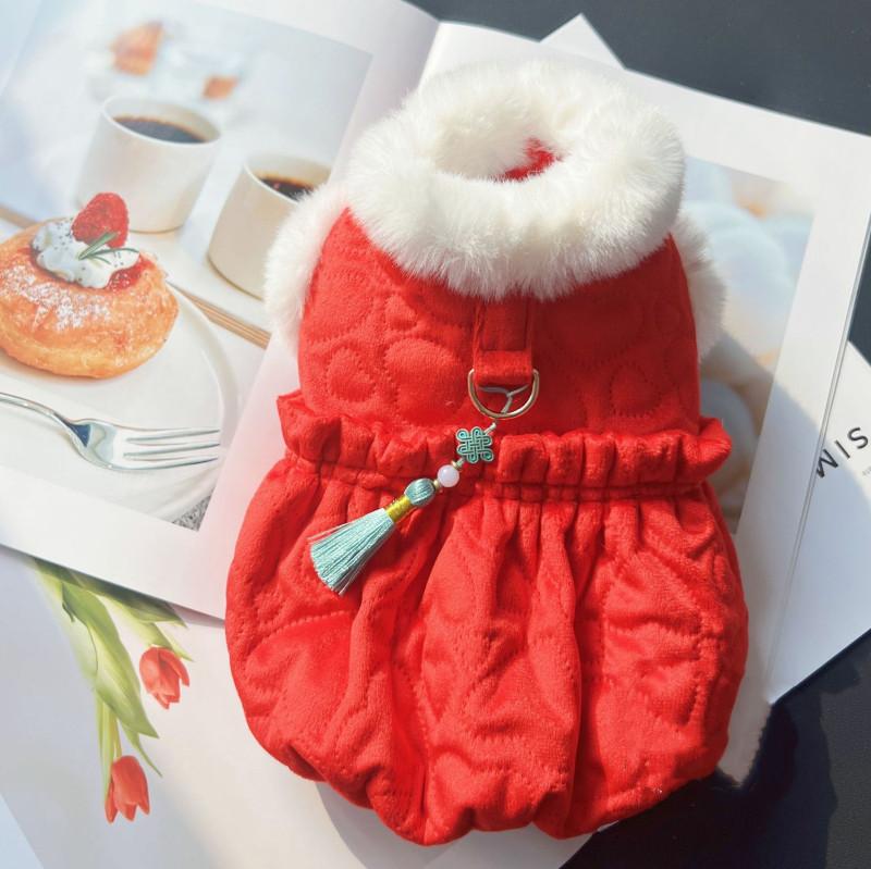 

New Year Dog Coat Puppy Small Dog Costume Yorkie Pomeranian Shih Tzu Maltese Poodle Bichon Schnauzer Clothes Pet Clothing Outfit XXS красный