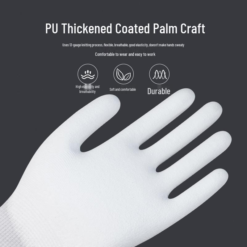 Breathable Non-slip PU Coated Nylon Gloves, Wear-resistant and Anti-static for Electronic Dust-free Work