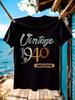 Vintage 1940s Retro Graphic Tshirt Graphic Tshirt - Black...