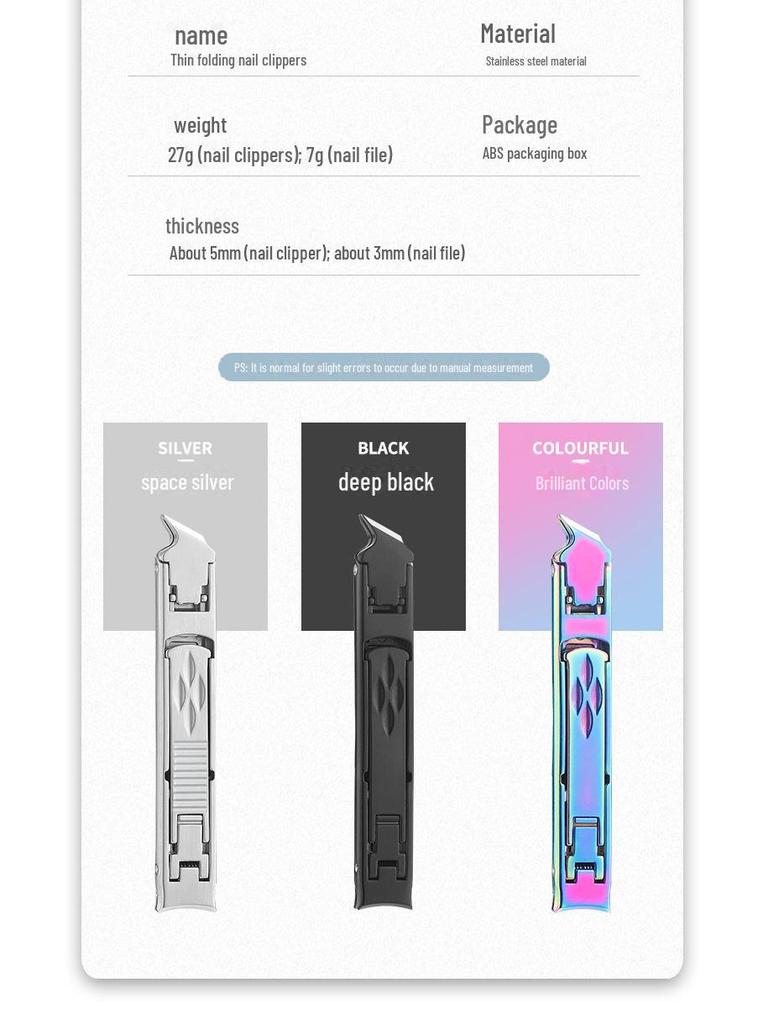 Dual-Head Foldable Stainless Steel Nail Clippers: Manicure Tool Combo