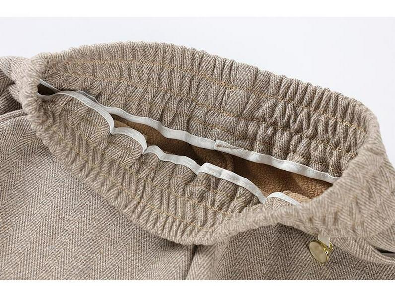 Women's Autumn/Winter High-Waisted Elastic Wool Trousers - Plus Size, Stylish & Loose Fit for Middle-Aged and Elderly Moms (2025 Collection)