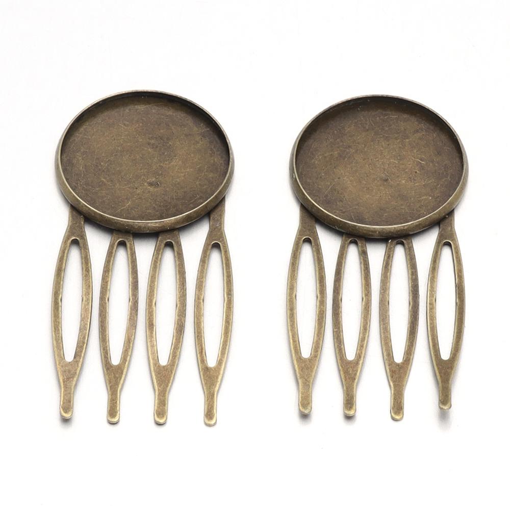 5-10pcs/lot 4/10 Teeth Metal Hair Comb Clips Hairpin Base Setting Round Cabochon Cameo For Jewelry Making DIY Hair Acessories