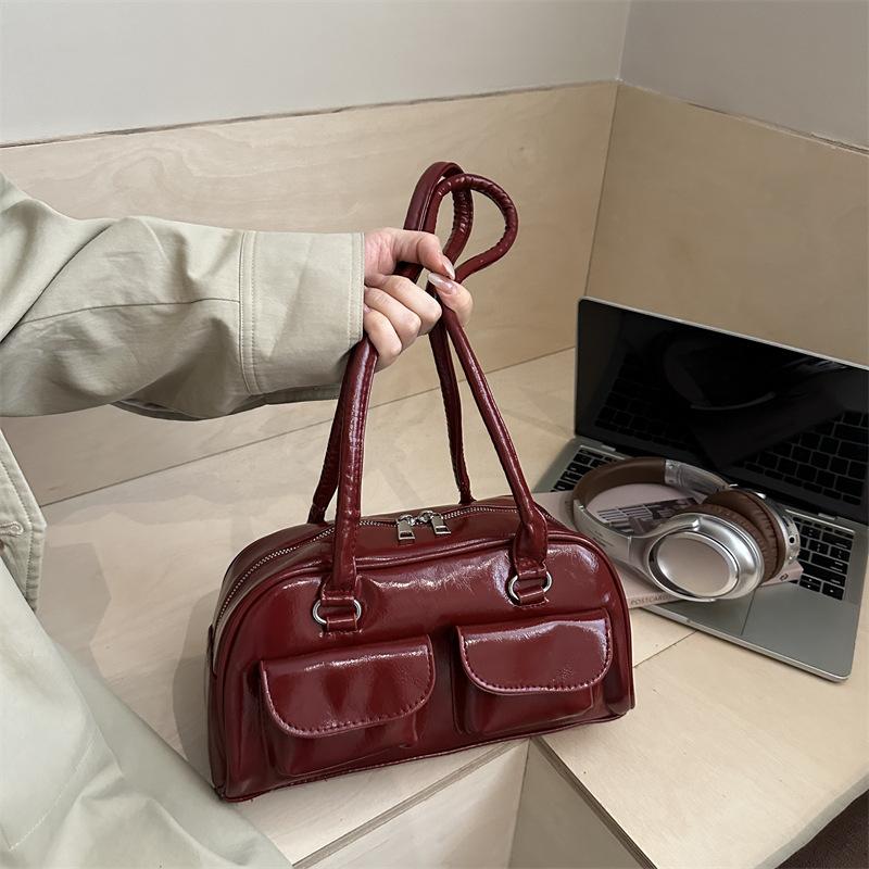 Commuting Large Capacity Solid Vintage Versatile Boston Shoulder Underarm Bag For Women