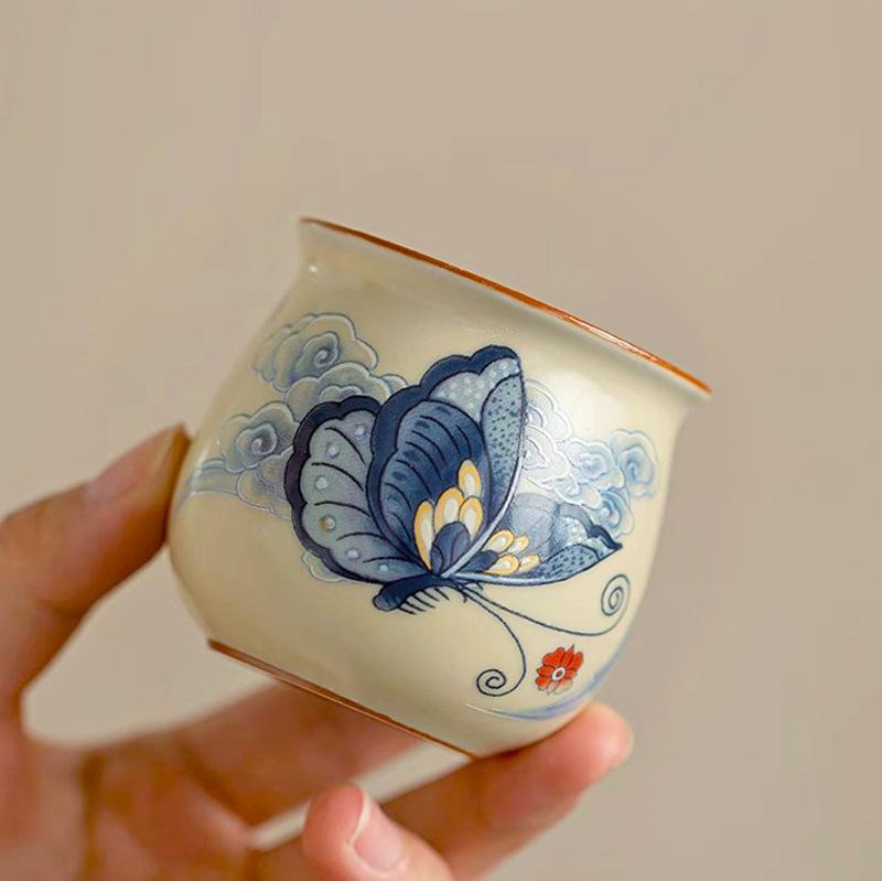 Luxury Ruyao Ceramic Master Tea Cup for Home Office Tea Drinking Gift for Men Women