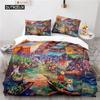 Oil Painting Duvet Cover  Art  Microfiber Landscape Romantic Comforter Cover Bedding for Kids Teen Adults Bedrooms  Decorated Three Piece Set