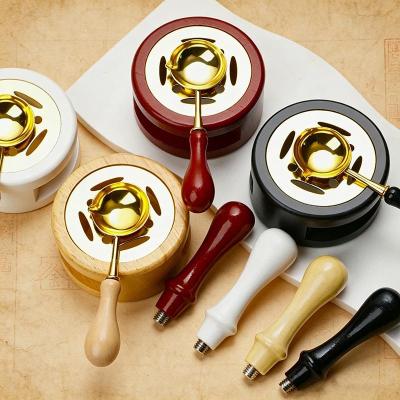 DIY Sealing Wax Spoon Bead Melting Heater Lacquer Furnace Solid Wood Stove Seal Supplies For Stamp Wax Stamp Craft Wedding Gifts
