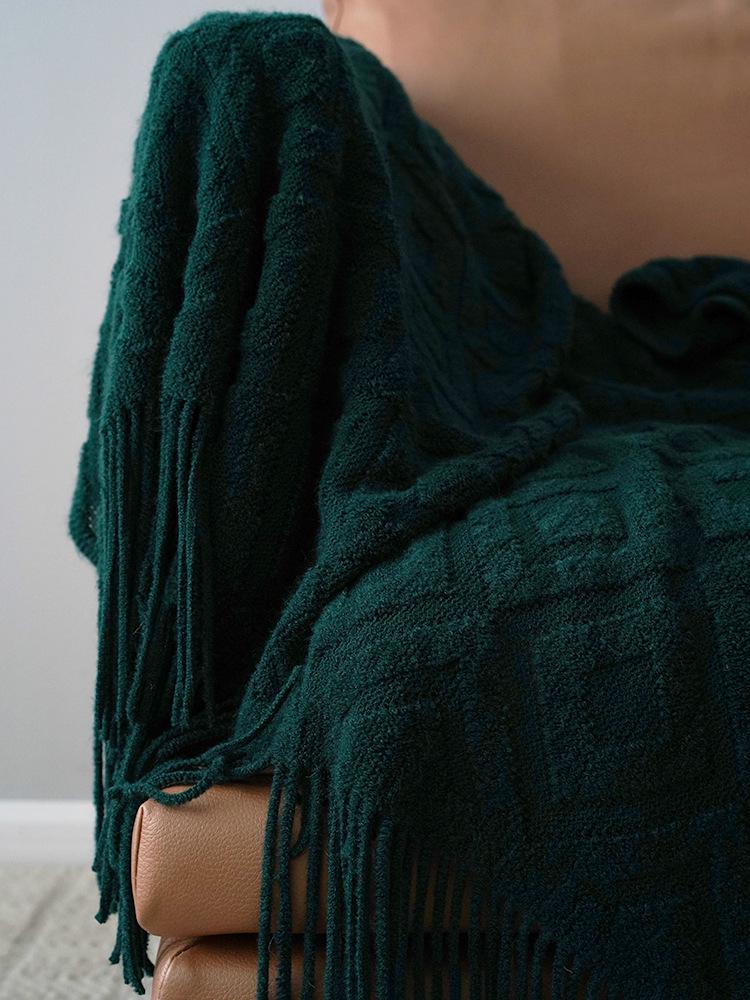 American Style Jacquard Knit Throw, Bed Runner & Sofa Blanket for Autumn/Winter