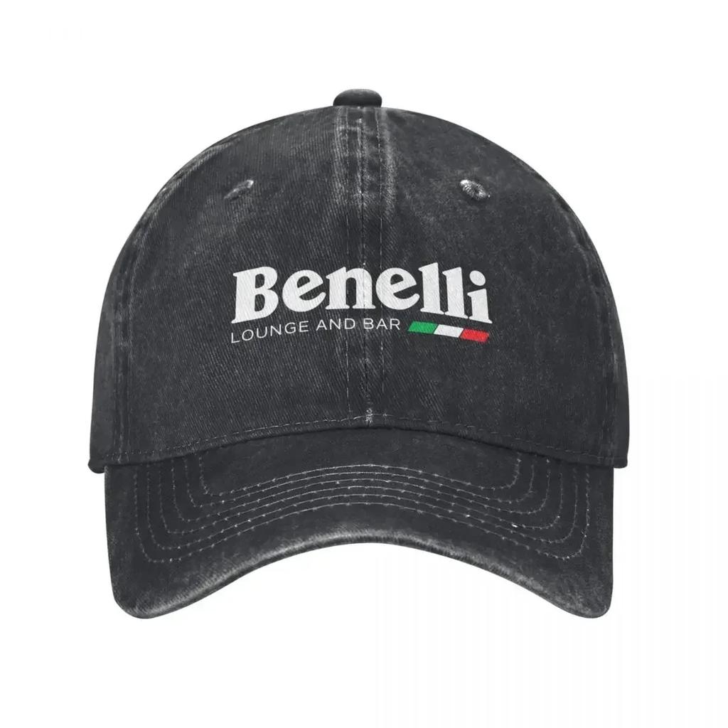 Motorradclub Benellis Trucker-Kappe Zubehör Vintage verwaschene Jeans Dad-Kappe Casquette Für Unisex-Stil Verstellbar