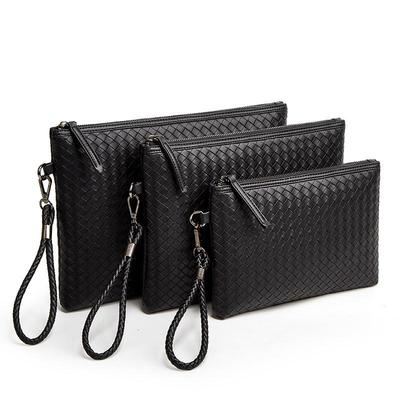 Portefeuille Clutch en Cuir Tressé pour Homme - Sac à Main Souple Grande Capacité & Porte-Téléphone