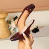 Sandali da Donna con Punta Quadrata, Tacco Chunky, Senza Tallone, in Vernice (Taglie 42-43)