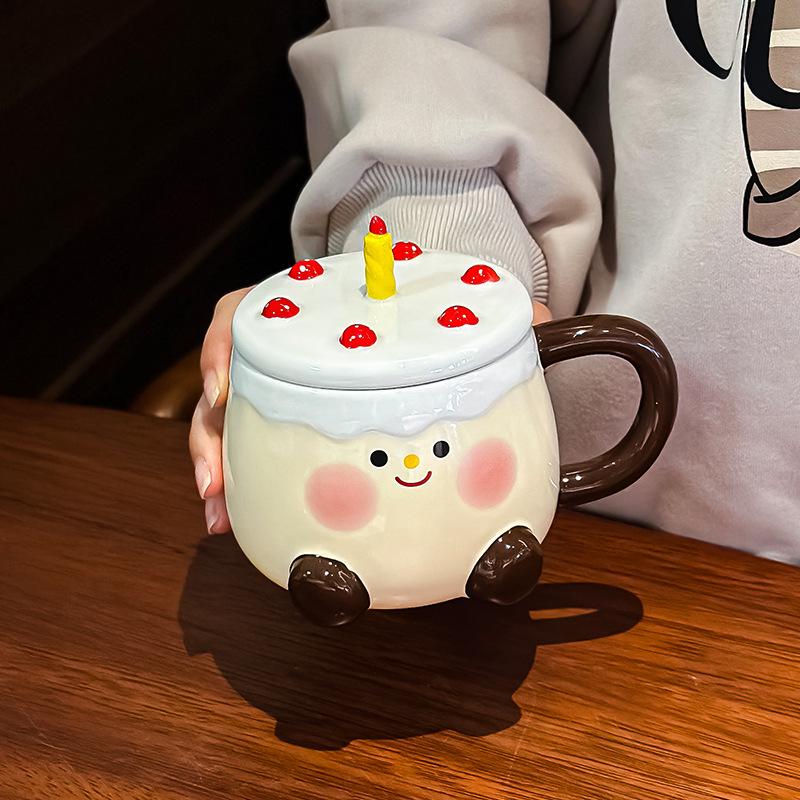 

Ceramic Cup Creative Cake Water Cup Anime Mug Coffee Funny Cups Cute Mugs Original Breakfast Cups Personalized Gift Drinkware 460ML