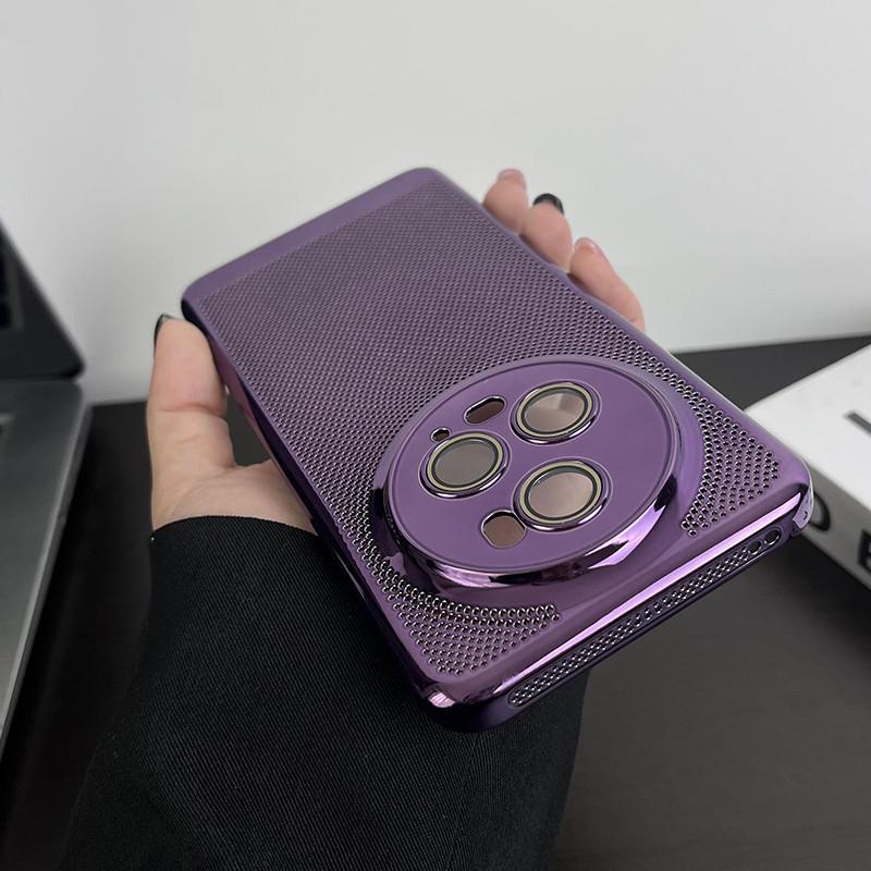Full Cover Plating Grid Heat Dissipation PC Case With Lens Film For Honor Magic5 Magic 5 Pro Back Shell Protector
