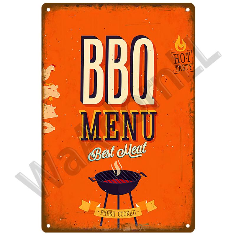 BBQ Zone Metal Sign Vintage Tin Sign Dad`s BBQ Yard Outdoor Party Decoration Plate Retro Barbecue Rules Slogan Decor Accessories