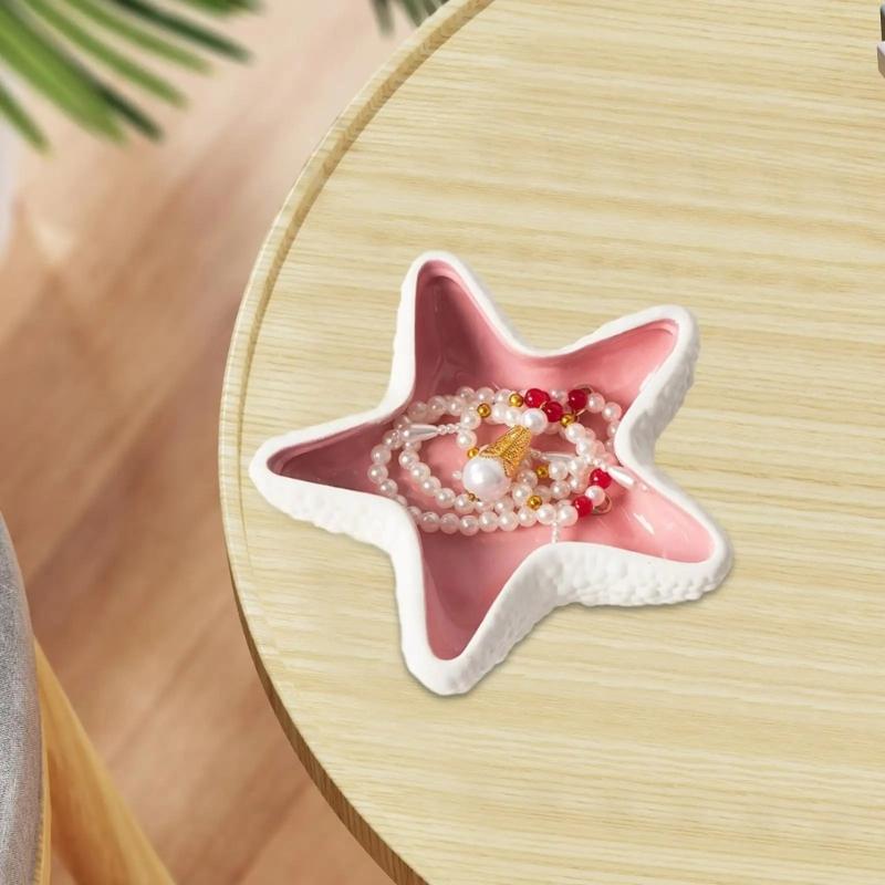 Beach Themed Earthenware Jewelry Dish Decorative Storage Solution For Daily Accessories And Present Box Included
