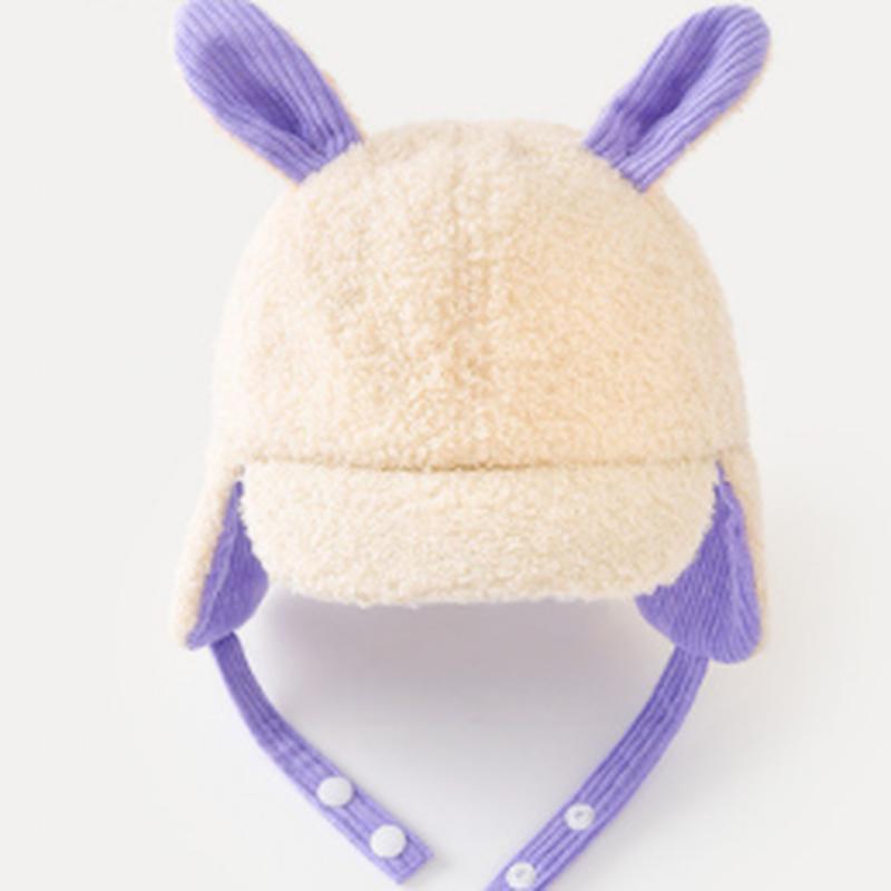 

Дитяча шапка для захисту вух Зимова шапка з кролячими вушками Дитяча тепла шапка Зимова фіолетовий