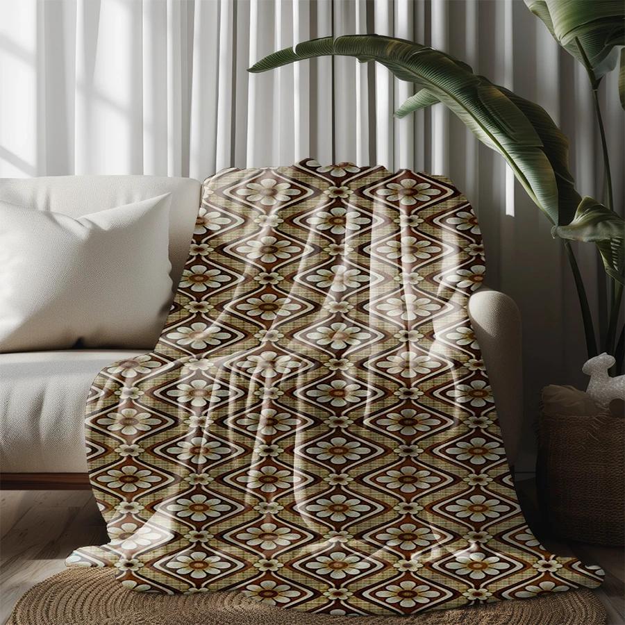 Vintage Floral Pattern Microfiber Flannel Cover Blanket Bedroom Living Room Sofa Soft And Comfortable Home Decoration