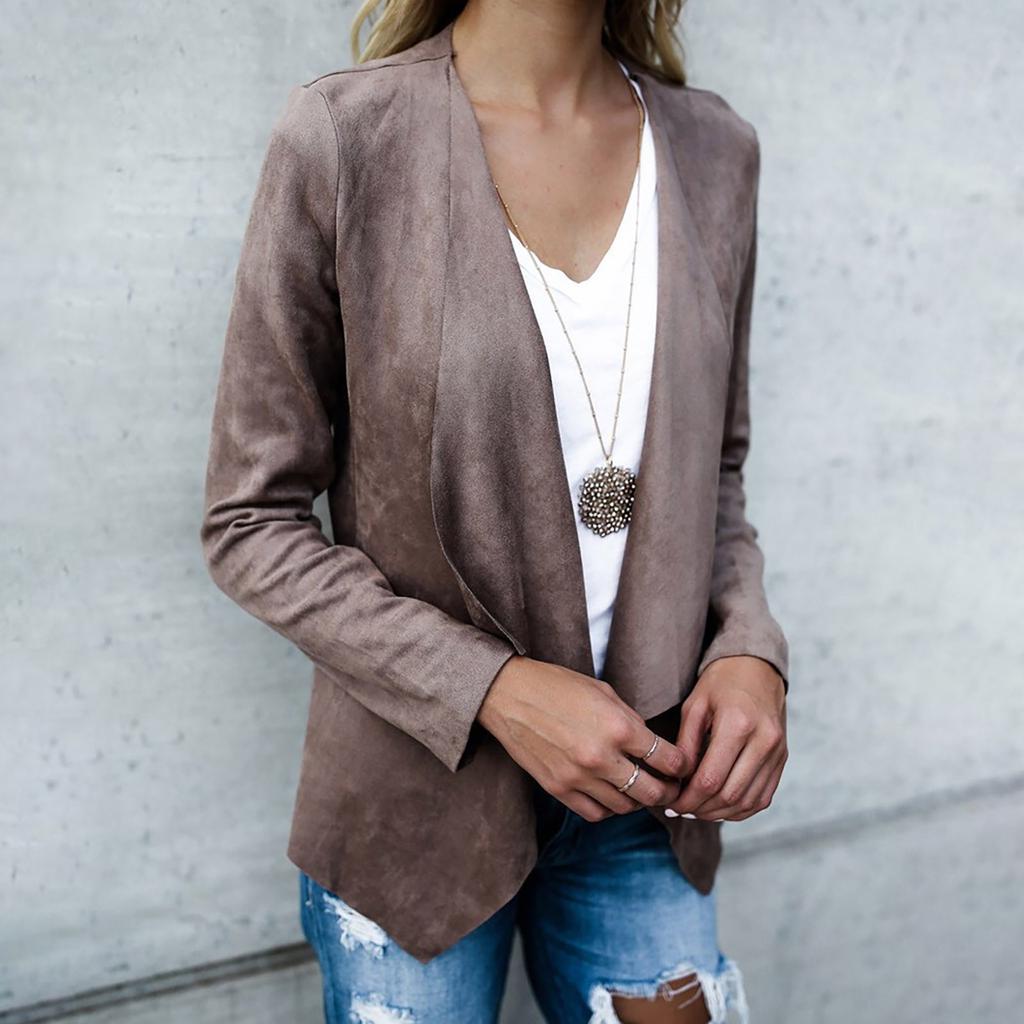 Women's Fashion Lapel Solid Color Velvet Mid-length  Small Coat