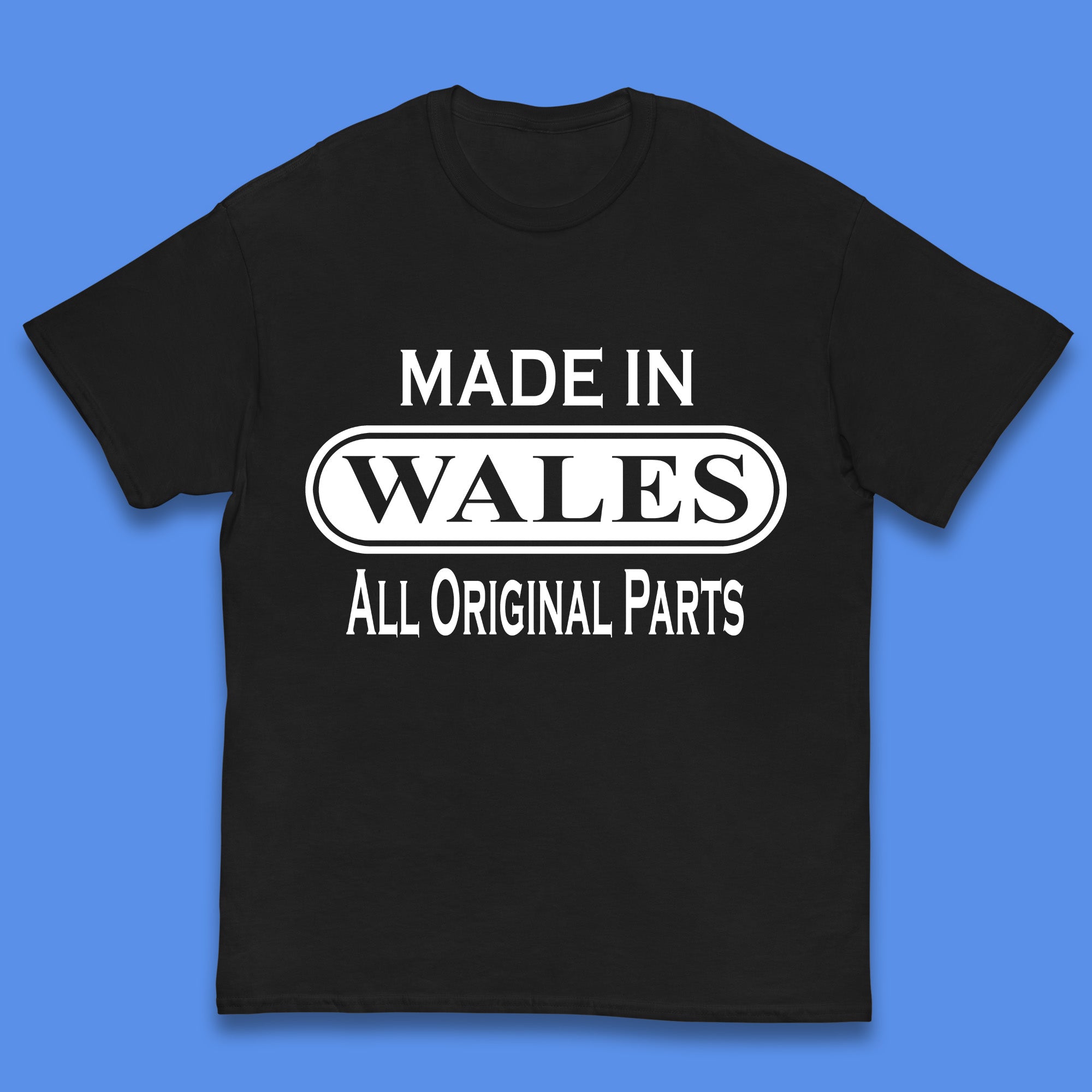 

Made In Wales All Original Parts Vintage Retro Birthday Country In United Kingdom UK Constituent Country Gift Kids T Shirt 120