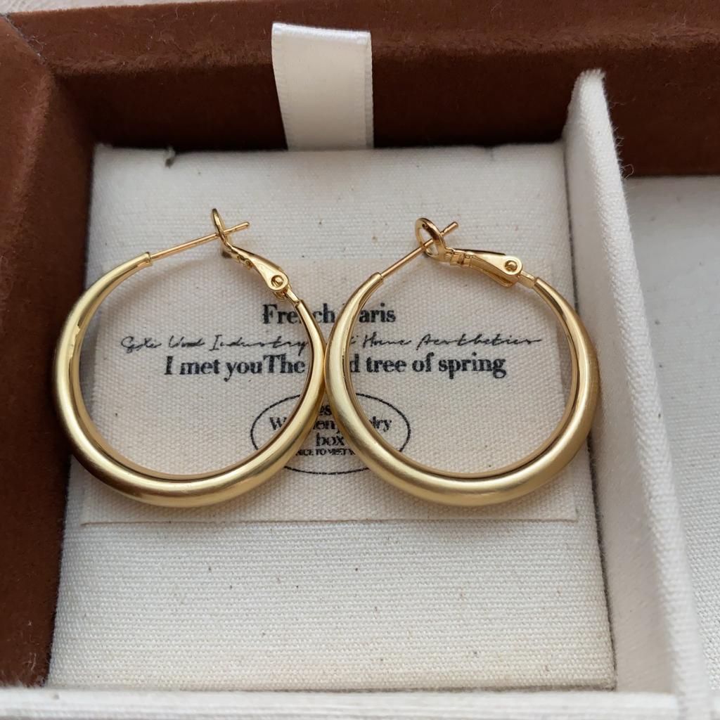 Minimalist Round Earrings Metal Design Earrings Versatile High-End Atmospheric Earrings Women'S Commuter