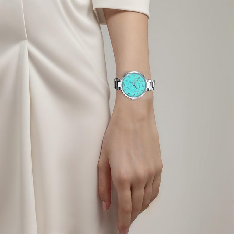 Casio Leo Zodiac Pattern Dial Quartz Movement Stainless Steel Strap Japanese and Korean Watch Women's Watch Blue Dial LTP-EO8D-3A