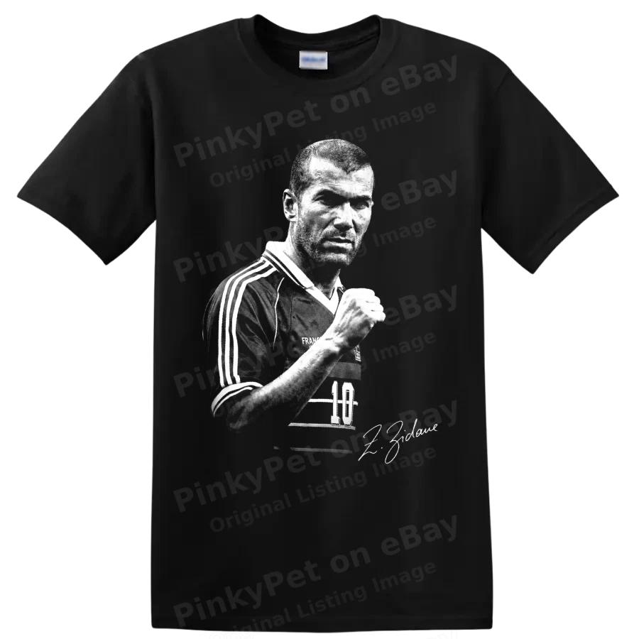Zinedine Zidane Fußball T-Shirt Französische Fußballlegende Porträt Grafik Kunst T-Shirt