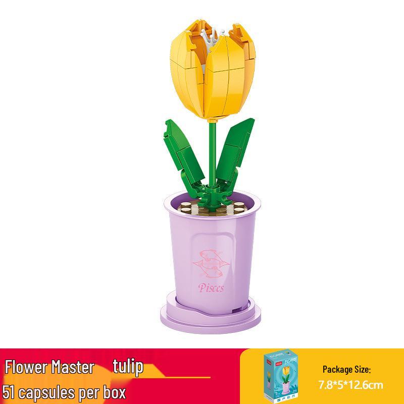 Lele Brothers Flower Building Blocks: Children's Educational Toy - Eternal Flower Jigsaw Puzzle