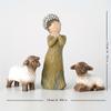 3pcs/set Shepherdess Decoration, Mini Carved Hand Painted Nativity Figure For Christmas Decoration, Resin Shepherdess