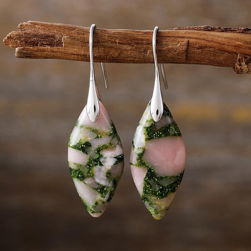 Bohemian Emperor Stone Leaf Pendant Earrings Popular Jewelry