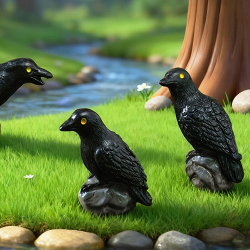3PCS Beautiful Jackdaw Sculptures Intricate Build Birds Fashion Decoration Great For Outside And Indoor Enhancement