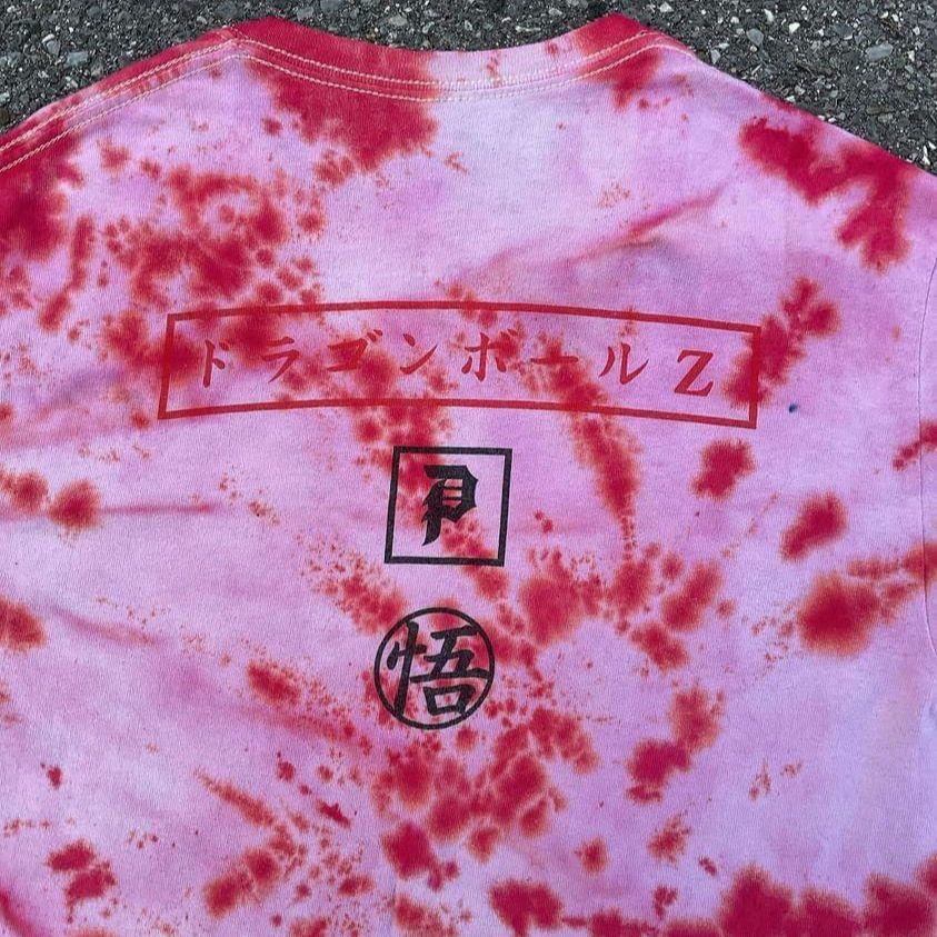 [USED] Extremely rare 90s vintage Dragon Ball Z anime T-shirt with tie-dye print featuring Son Goku