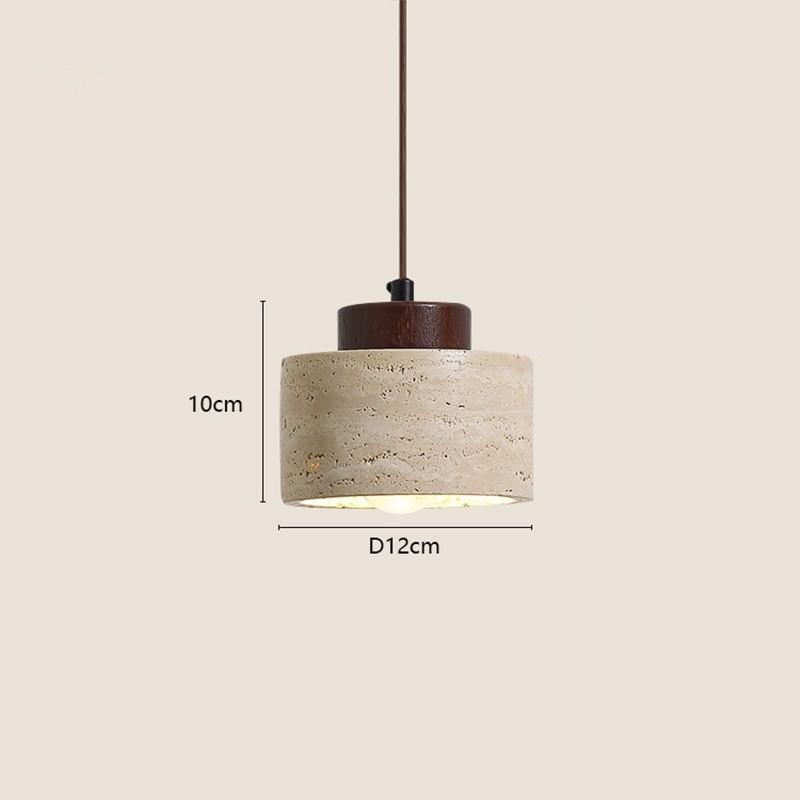 Yellow Travertine Stone Japanese-style Hanging Lights Bedroom Dinning Room Wooden Pendant Light Simple Retro Pendant Lamp