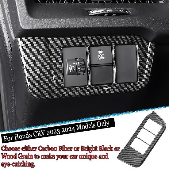 1PCS Car Headlight Switch Buttons Panel Cover Trim for Honda CRV 2024 2025 2026 - ABS Carbon Fiber Sport Interior Accessories