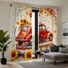 2pcs HD Autumn Maple pickup truck decorative curtain Yellow tie digital printed curtain Home decoration style Decoration livi