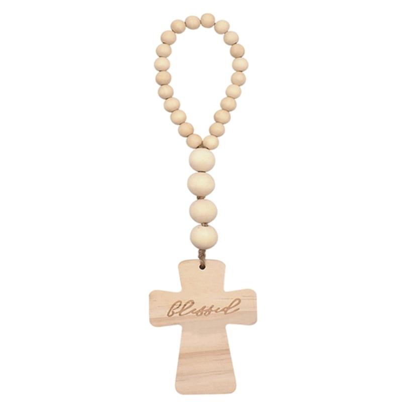 

Cross Wood Bead Garlands with Tassels Decorative Birthday New Year Party Decor 1