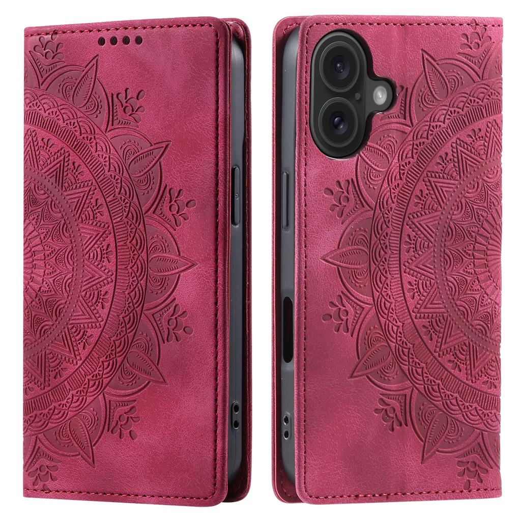 Style-010 For iPhone 16 Case Magnetic Closing Leather Phone Cover Pattern Imprinted