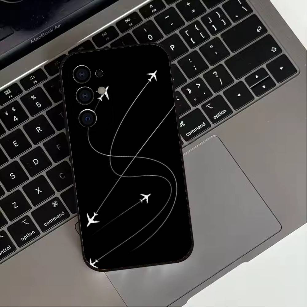 Travel creative A-Airplane Phone Case For Samsung S25,S24,S21,S22,S23,S30,Ultra,S20,Plus,Fe,Soft Silicone Black Cover