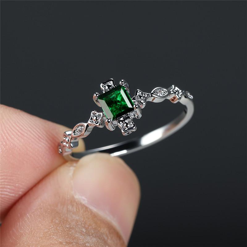 Vintage Male Female Black Zircon Ring Square Crystal Small Stone Wedding Ring Trendy CopperColor Engagement Rings For Women Men