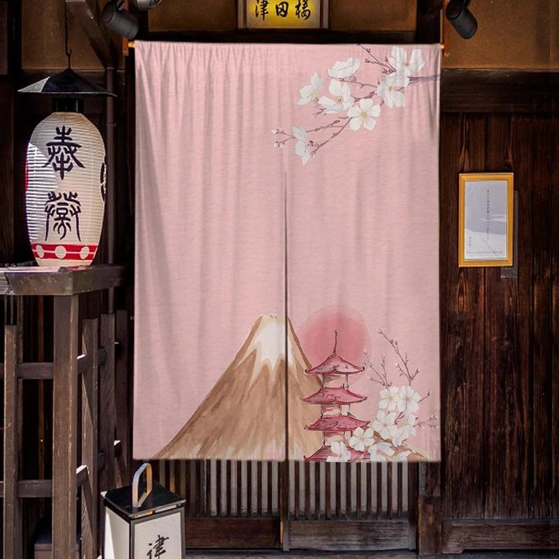 Japanese Homestay Tea Room Partition Door Head Curtain Signboard Hanging Flag Curtain Teahouse Sakura Short Curtains Decor
