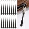 10PCS Black Zipper Head Extension Cord Tags Pulls Slider Cord Rope Puller Ends Lock Zip Clip Buckle for Bag Outdoor