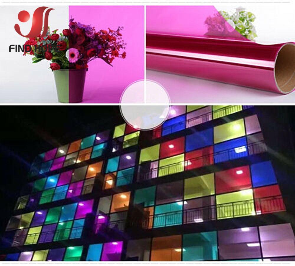 Transparent Fönsterfilm Flerfärgad Solton Självhäftande Dekor av Färgat Glas Vinylrulle DIY A4 20/40*120CM