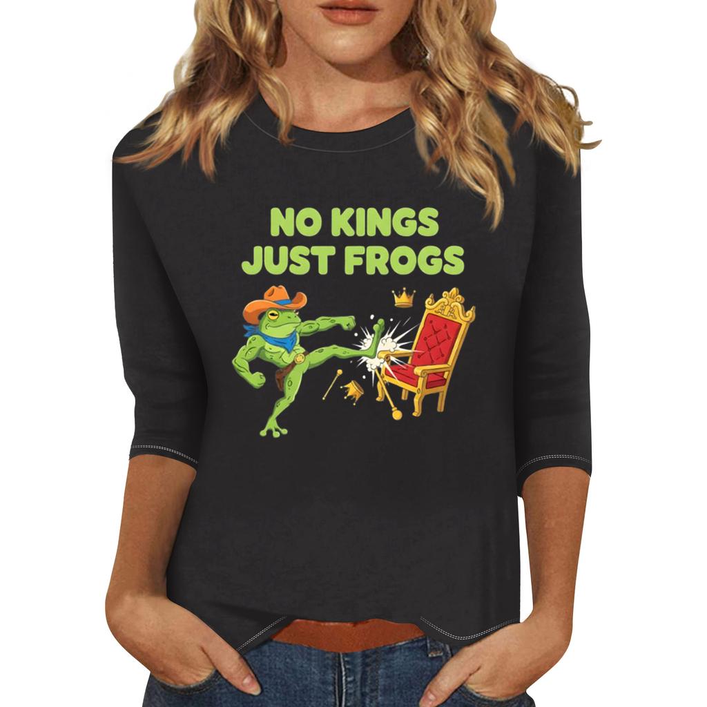 Women's Fashionable Casual Three-quarter Sleeve Round Neck Top