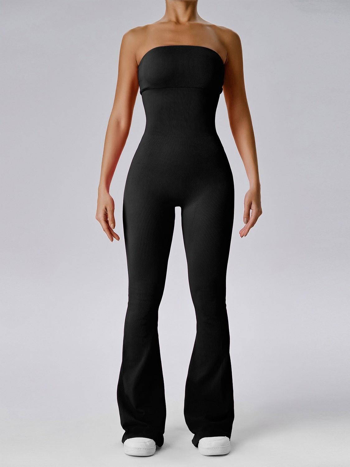 JYL Seamless Wrap Yoga Suit Fitness Training Flared Pants Outfit S бездна