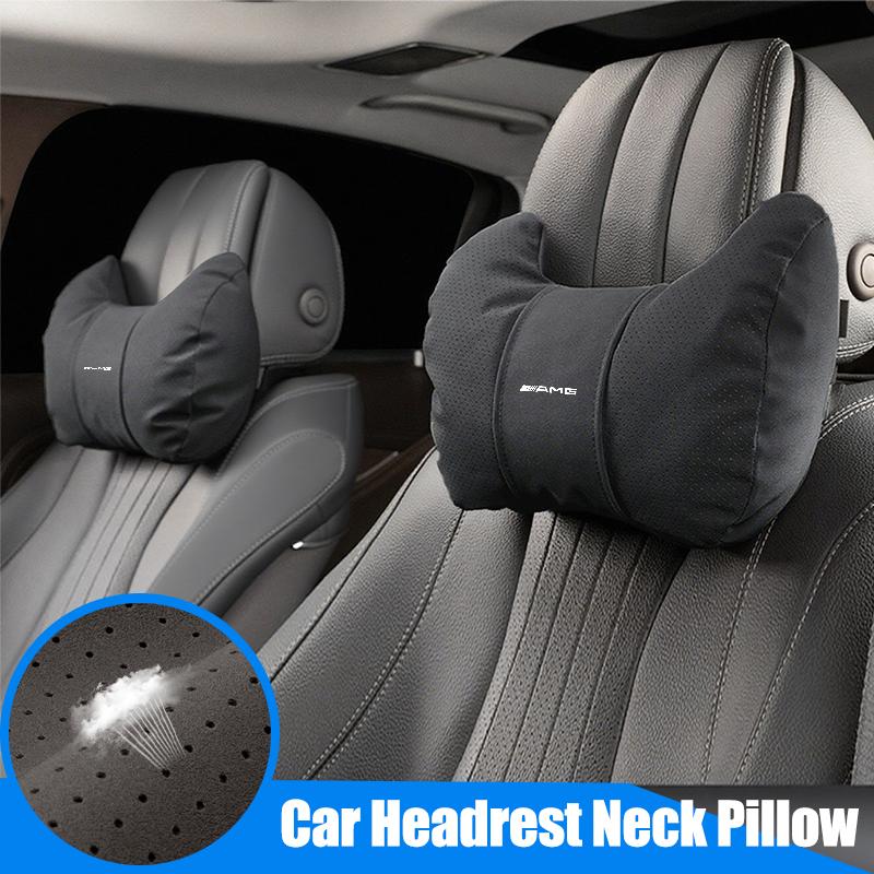 YHB3 For Mercedes Benz AMG W211 W203 W204 W210 W202 Car Headrest Neck Support Seat Auto Breathable Pillow Protector Neck Compatible