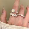 Little Daisy Pearl Adjustable Ring - Women's Mori Style Sweet Fresh Design, Stacking Index Finger Jewelry